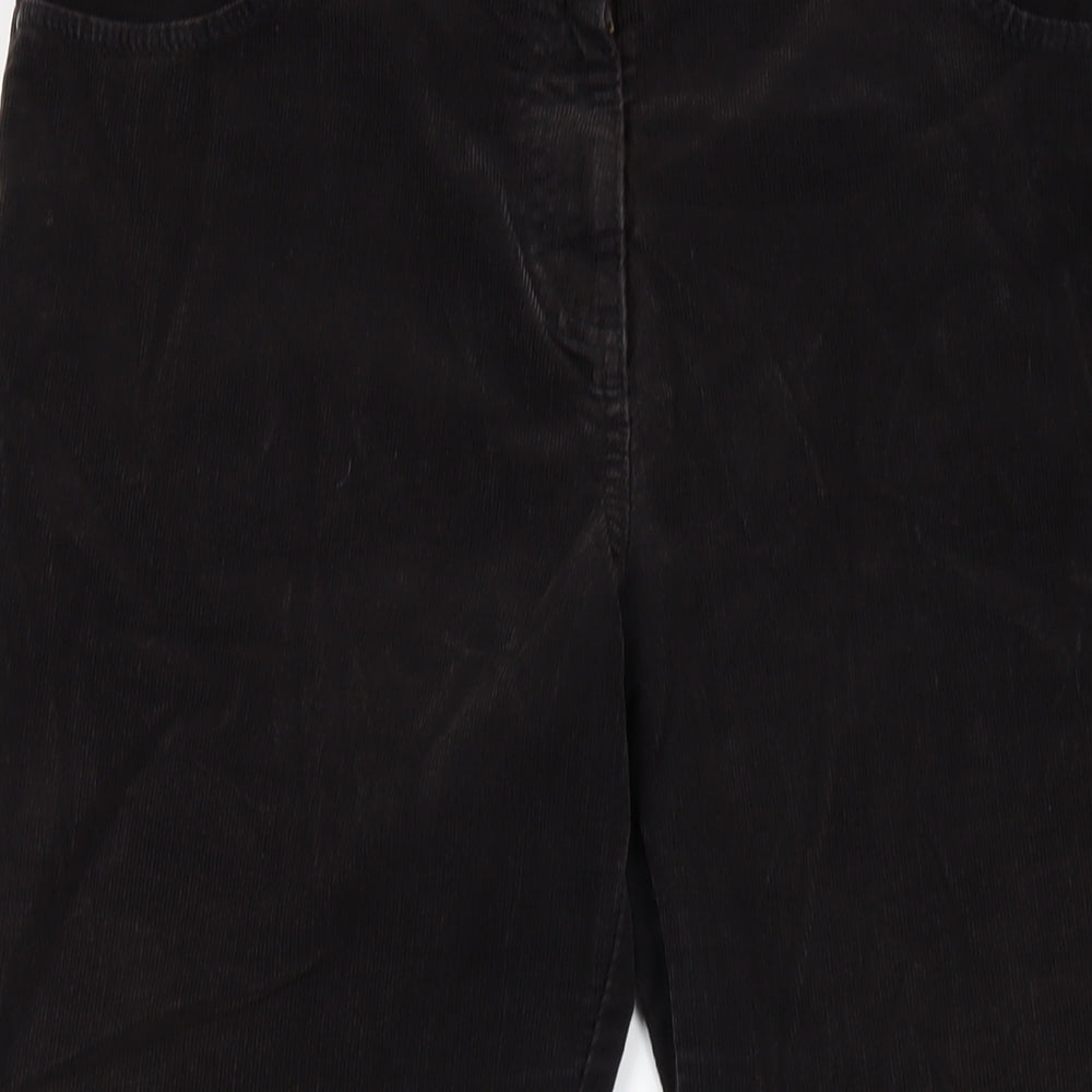 Marks and Spencer Womens Brown Cotton Trousers Size 14 L29 in Regular Zip