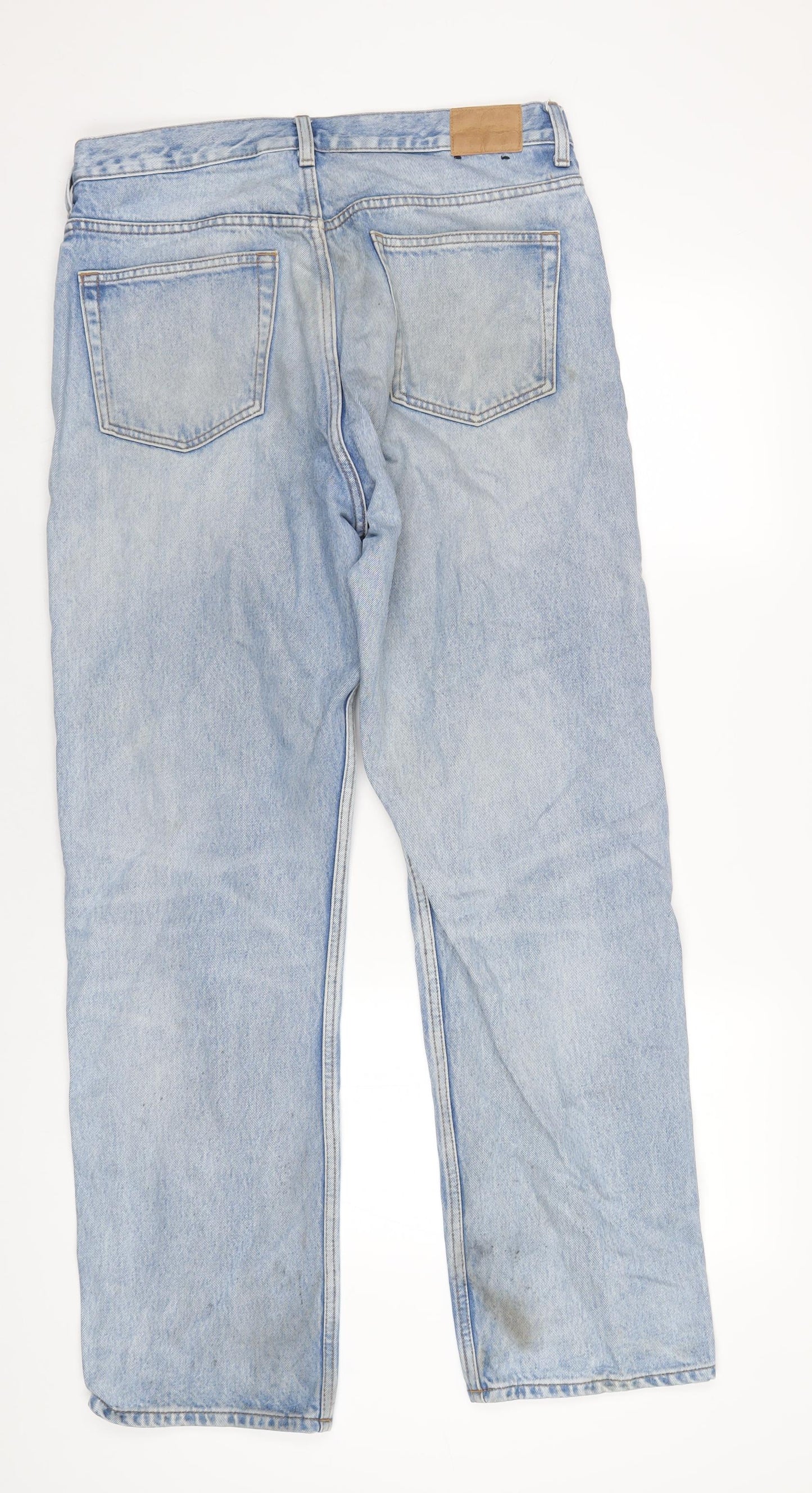 Weekday Mens Blue Cotton Straight Jeans Size 32 in L32 in Regular Zip