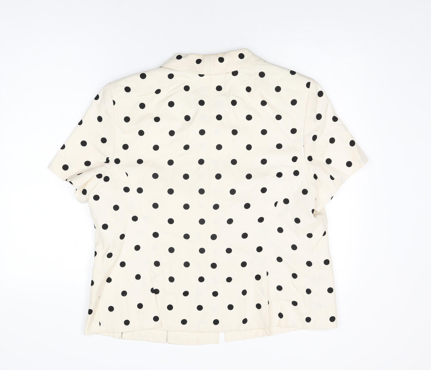 AKRIS Womens Ivory Polka Dot Polyester Basic Button-Up Size 18 Collared