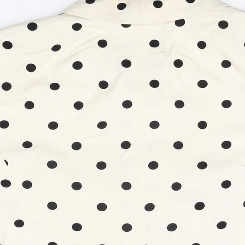 AKRIS Womens Ivory Polka Dot Polyester Basic Button-Up Size 18 Collared