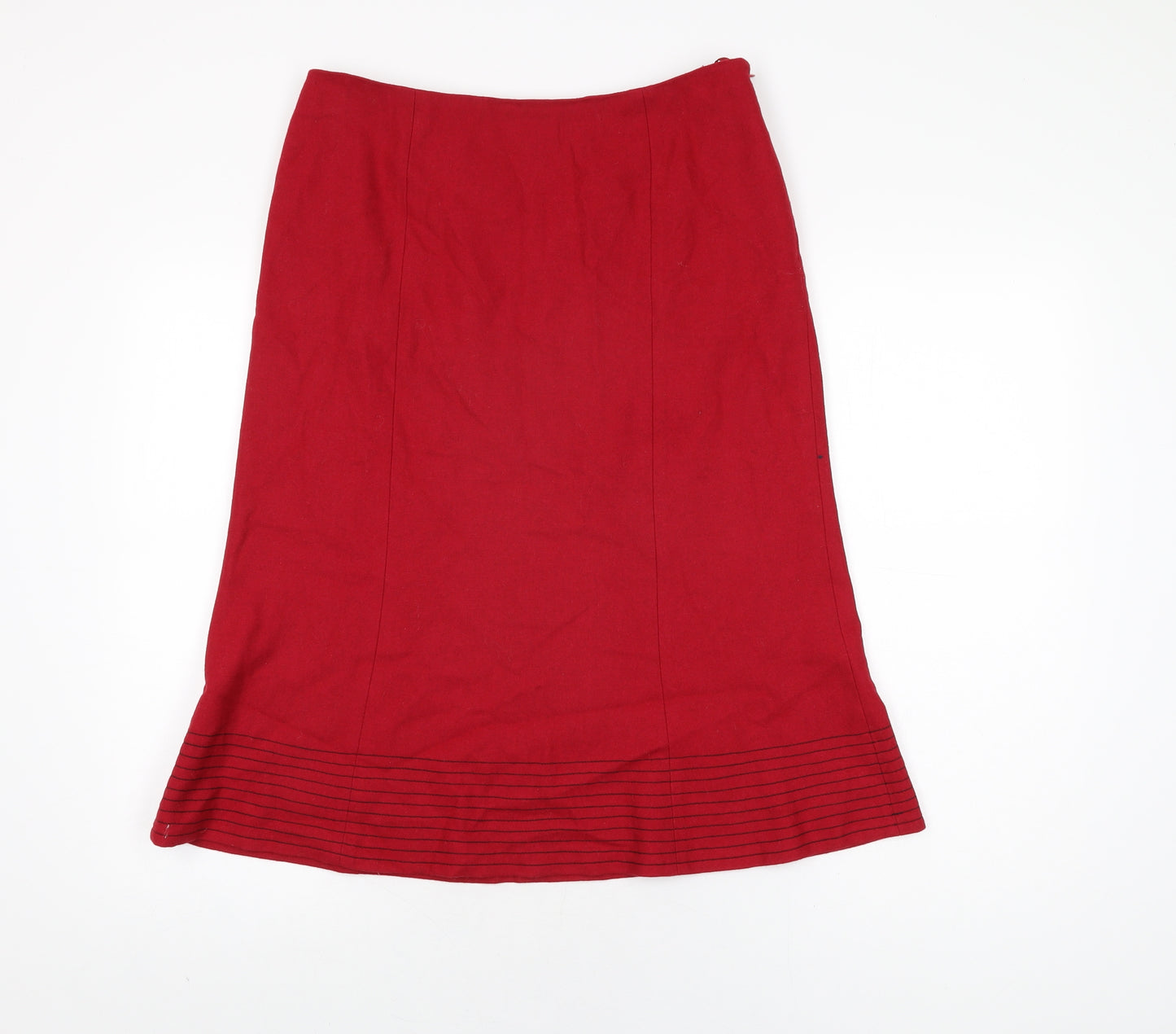 Country Casuals Womens Red Wool Flare Skirt Size 12 Zip