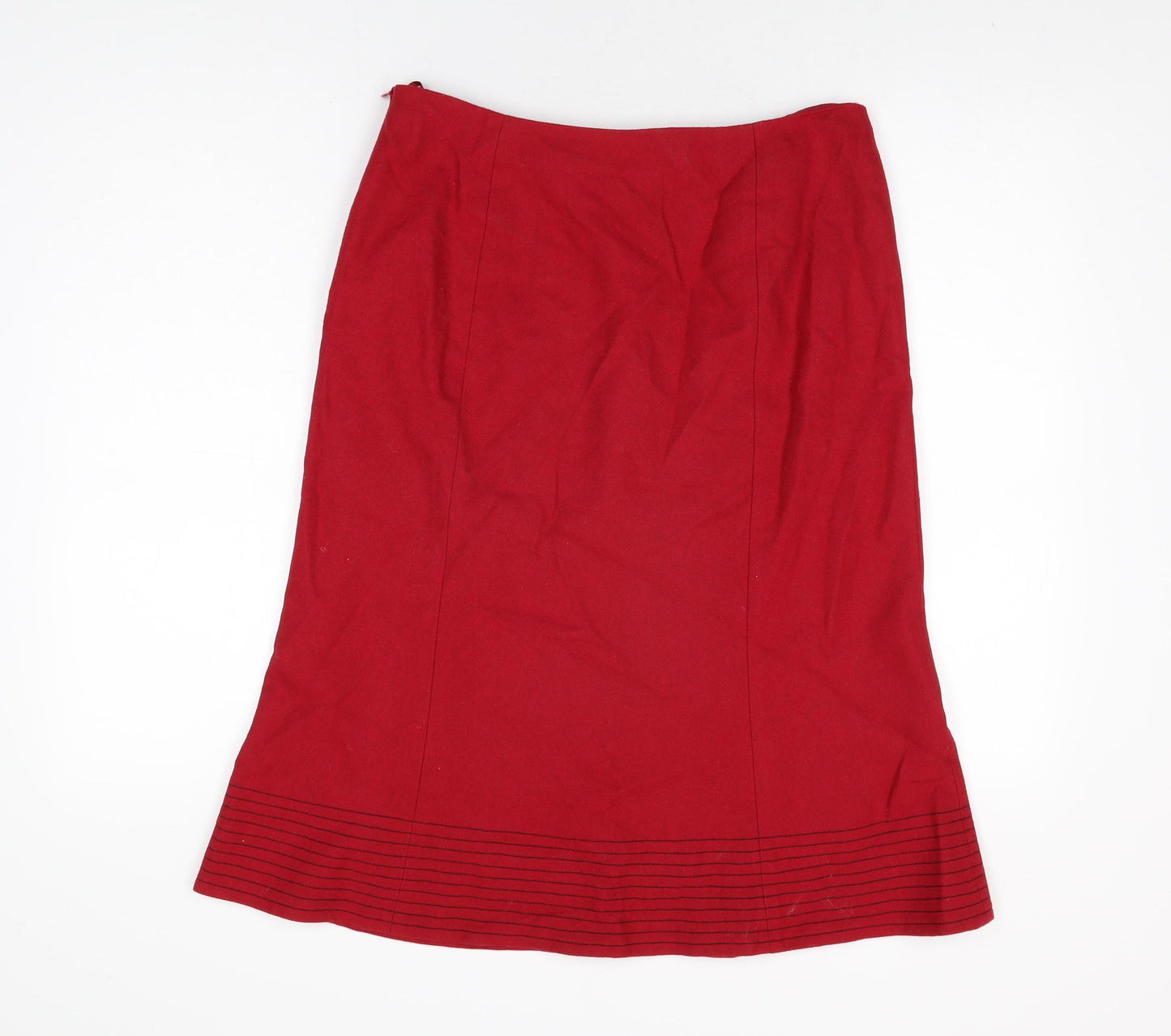 Country Casuals Womens Red Wool Flare Skirt Size 12 Zip