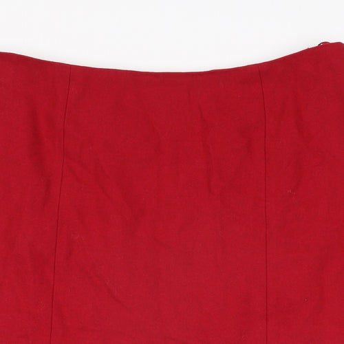 Country Casuals Womens Red Wool Flare Skirt Size 12 Zip