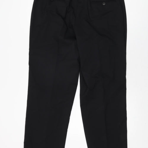 Taylor & Wright Mens Black Wool Trousers Size 36 in L31 in Regular Zip