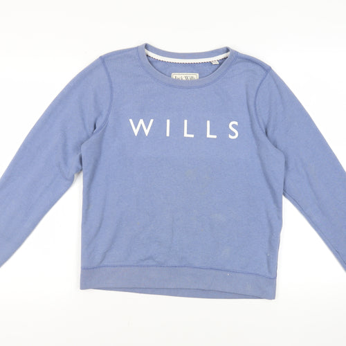 Jack Wills Womens Blue Cotton Pullover Sweatshirt Size 12 Pullover - Logo Vintage