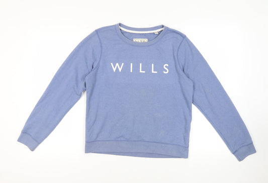 Jack Wills Womens Blue Cotton Pullover Sweatshirt Size 12 Pullover - Logo Vintage