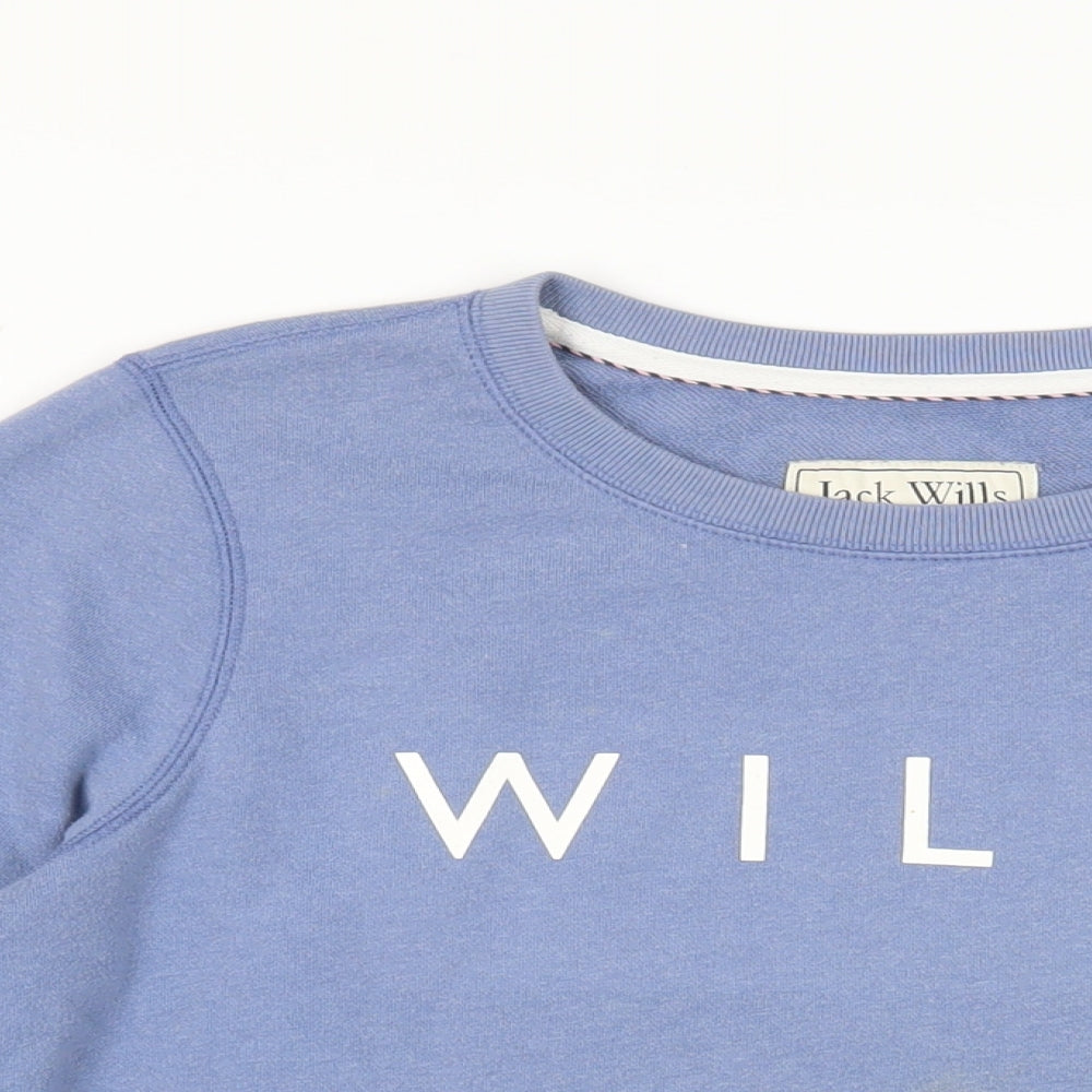 Jack Wills Womens Blue Cotton Pullover Sweatshirt Size 12 Pullover - Logo Vintage