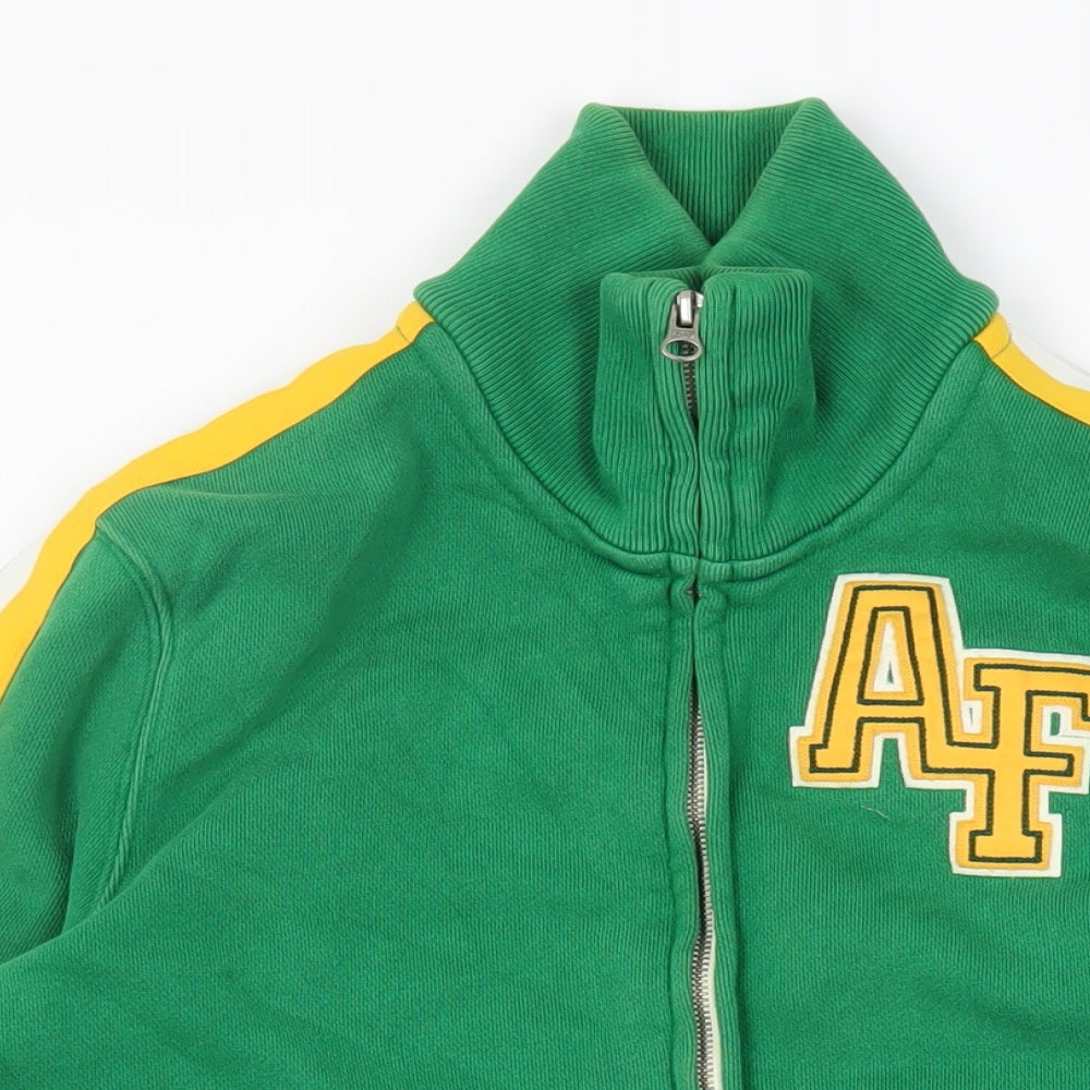 Abercrombie & Fitch Mens Green Cotton Full Zip Sweatshirt Size S - Logo Vintage