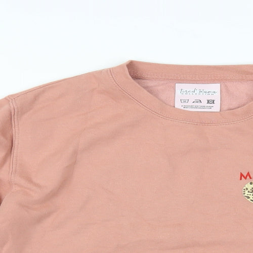 The Tired Mama Womens Pink Cotton Pullover Sweatshirt Size M Pullover