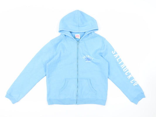 Saltrock Girls Blue Cotton Full Zip Hoodie Size 13 Years Zip - Logo Pockets