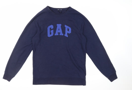 Gap Mens Blue Cotton Pullover Sweatshirt Size L - Logo Vintage