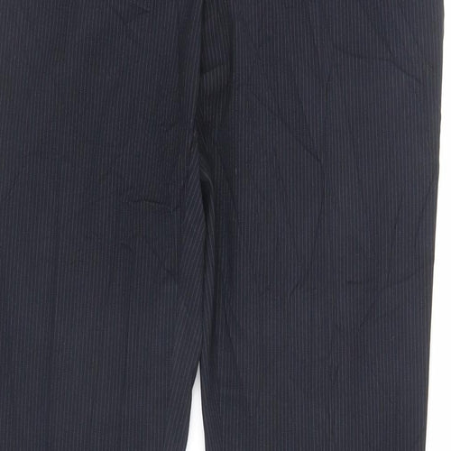 NEXT Womens Black Striped Polyester Dress Pants Trousers Size 10 L31 in Regular Zip