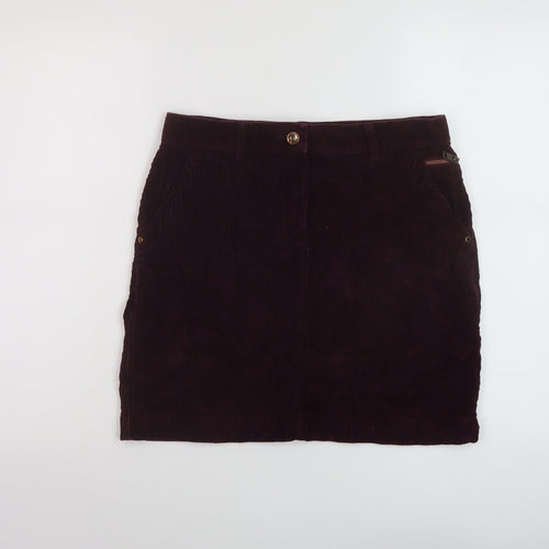 NEXT Womens Purple Cotton Mini Skirt Size 8 Zip