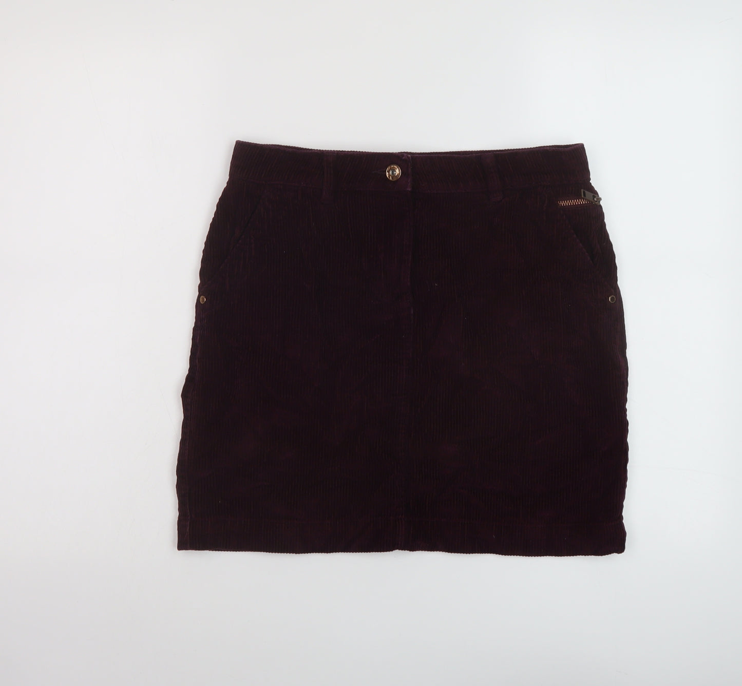 NEXT Womens Purple Cotton Mini Skirt Size 8 Zip