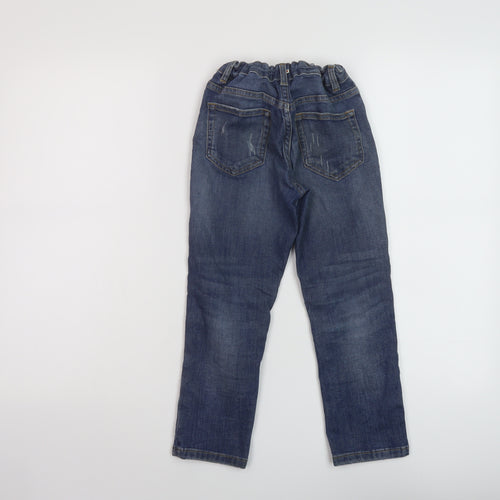 Marks and Spencer Boys Blue Cotton Skinny Jeans Size 6-7 Years Regular Button