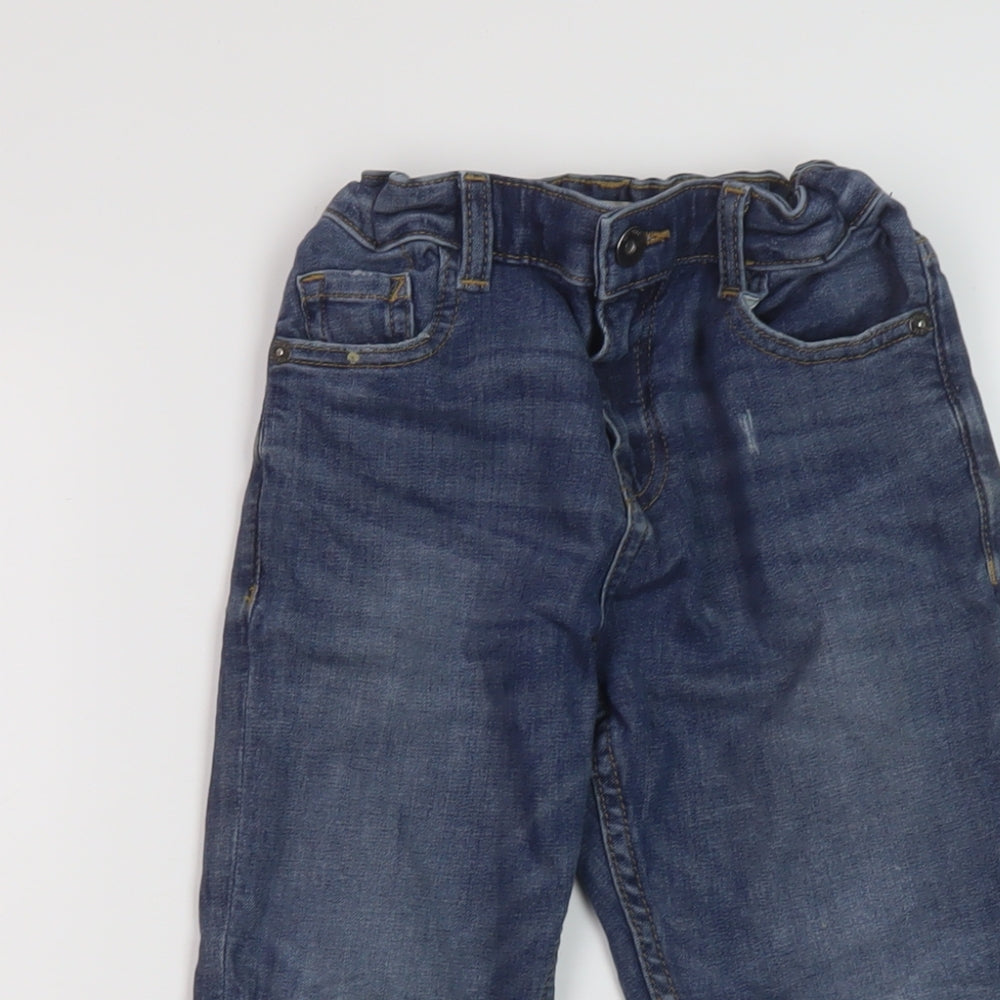 Marks and Spencer Boys Blue Cotton Skinny Jeans Size 6-7 Years Regular Button