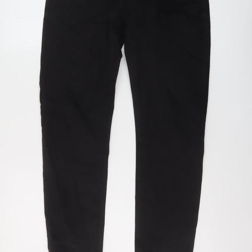 Zara Mens Black Cotton Straight Jeans Size 30 in L29 in Regular Button