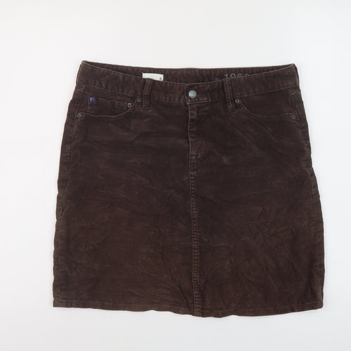 Gap Womens Brown Cotton Mini Skirt Size 8 Button