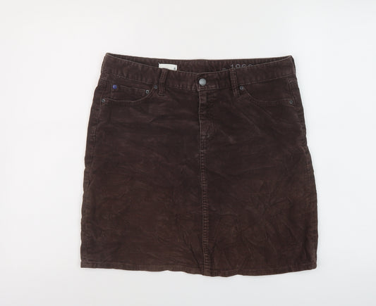 Gap Womens Brown Cotton Mini Skirt Size 8 Button