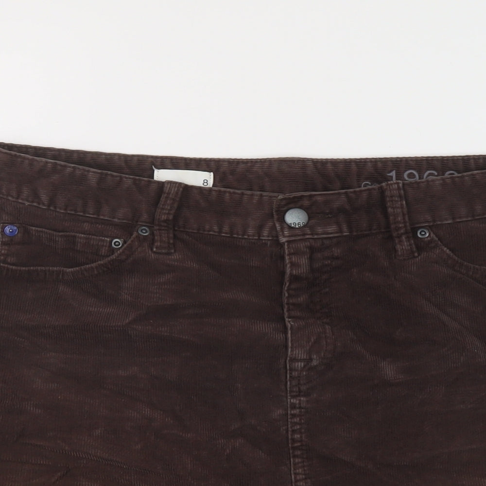 Gap Womens Brown Cotton Mini Skirt Size 8 Button