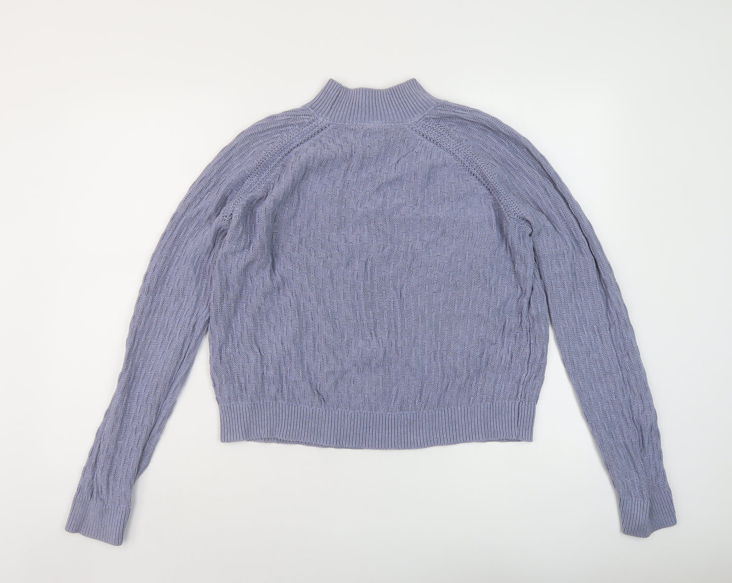 Fat Face Womens Blue Mock Neck Cotton Pullover Jumper Size 10