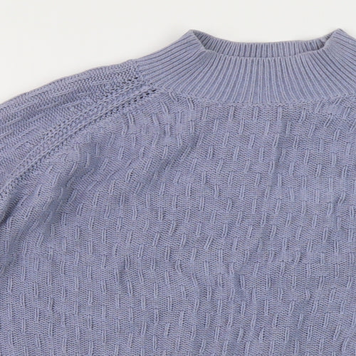 Fat Face Womens Blue Mock Neck Cotton Pullover Jumper Size 10