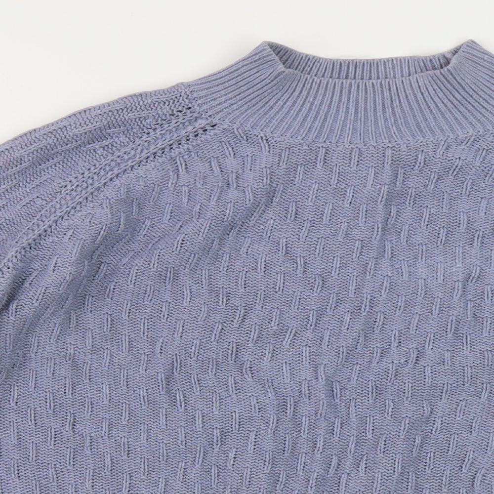 Fat Face Womens Blue Mock Neck Cotton Pullover Jumper Size 10