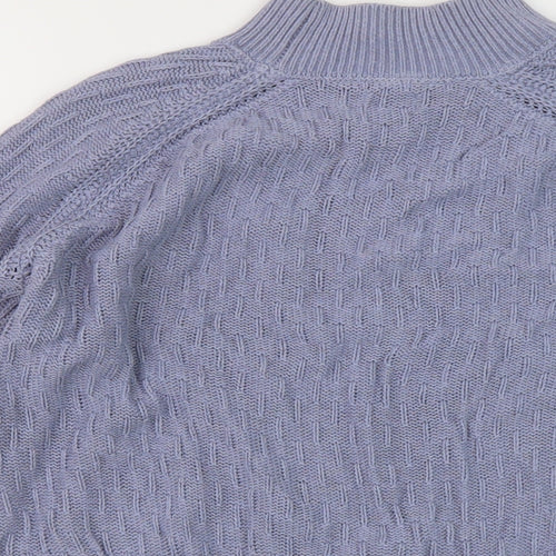 Fat Face Womens Blue Mock Neck Cotton Pullover Jumper Size 10