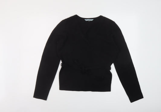 Red Herring Womens Black V-Neck Acrylic Pullover Jumper Size 14