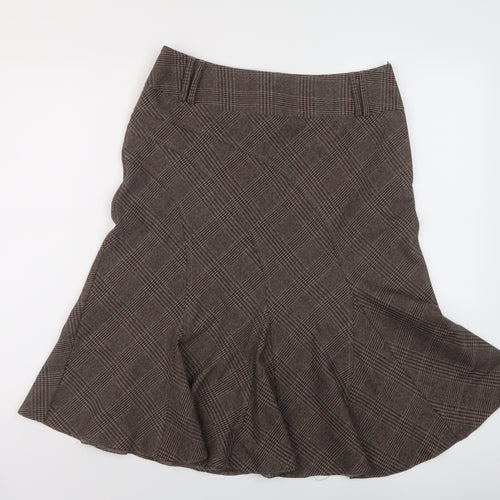 NEXT Womens Brown Plaid Polyester A-Line Skirt Size 12 Zip