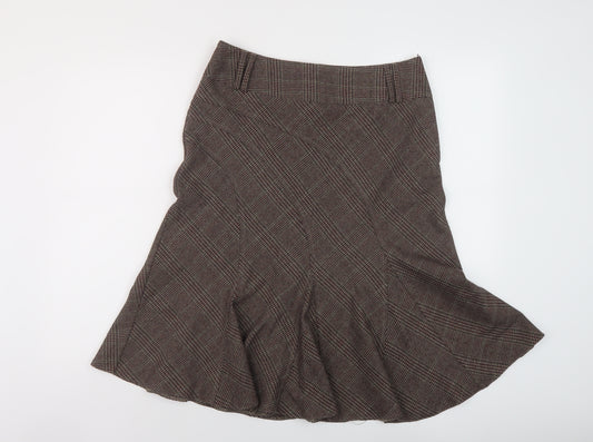 NEXT Womens Brown Plaid Polyester A-Line Skirt Size 12 Zip