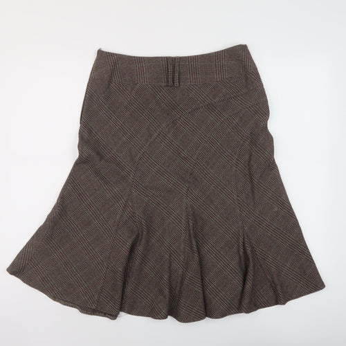 NEXT Womens Brown Plaid Polyester A-Line Skirt Size 12 Zip