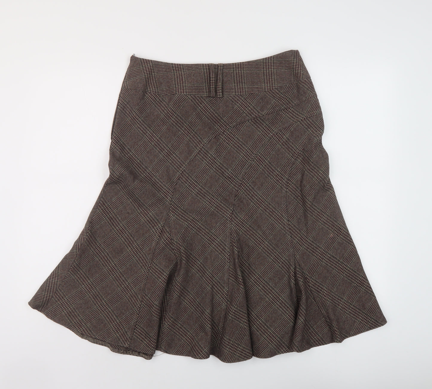 NEXT Womens Brown Plaid Polyester A-Line Skirt Size 12 Zip