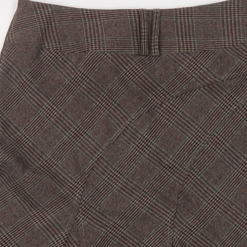 NEXT Womens Brown Plaid Polyester A-Line Skirt Size 12 Zip