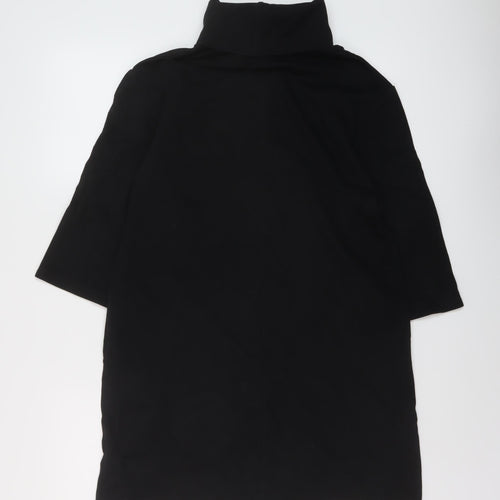 Zara Womens Black Polyester Tunic Blouse Size S Roll Neck