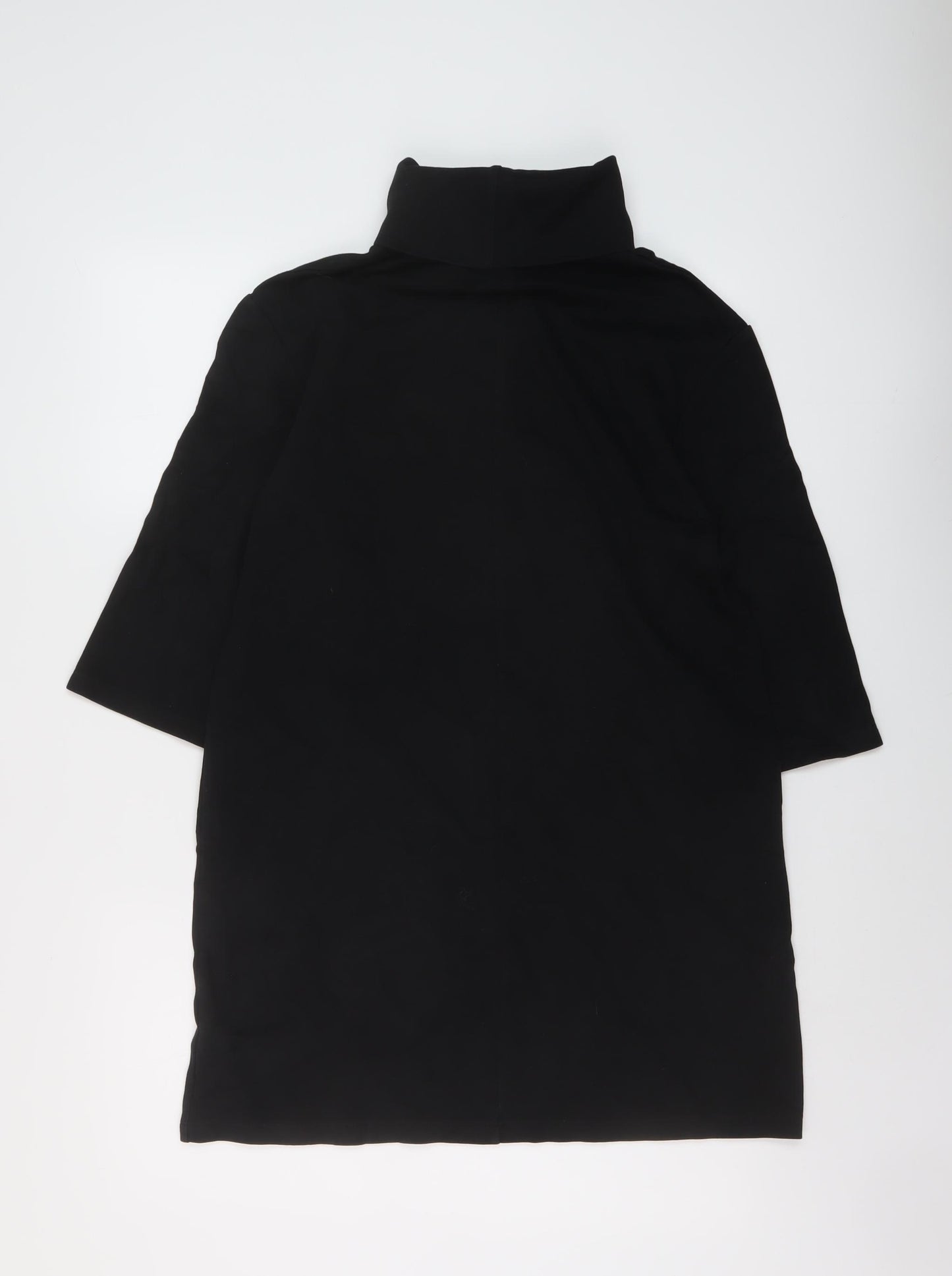 Zara Womens Black Polyester Tunic Blouse Size S Roll Neck