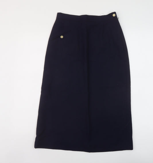 Windsmoor Womens Blue Wool Straight & Pencil Skirt Size 12 Zip