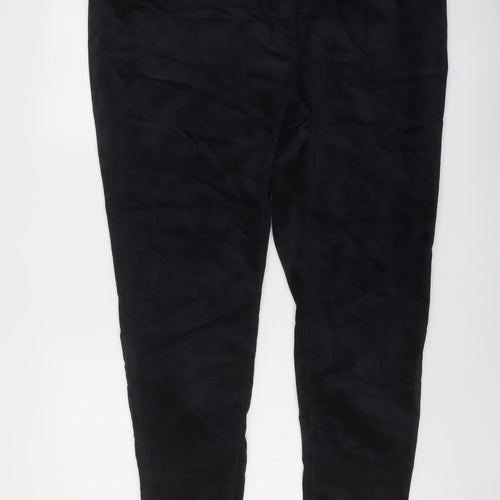 Marks and Spencer Womens Black Cotton Trousers Size 24 L29 in Regular Button