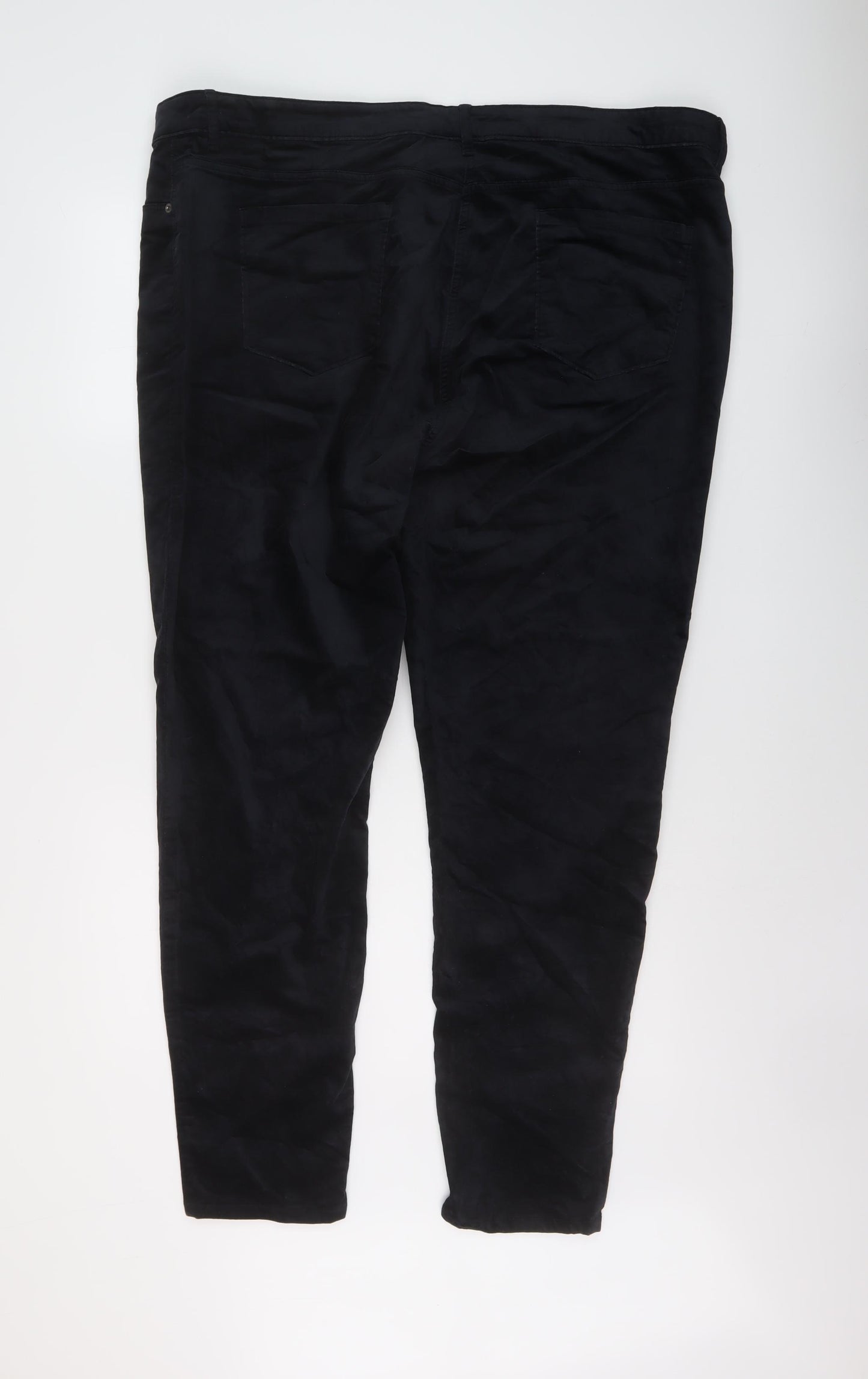 Marks and Spencer Womens Black Cotton Trousers Size 24 L29 in Regular Button