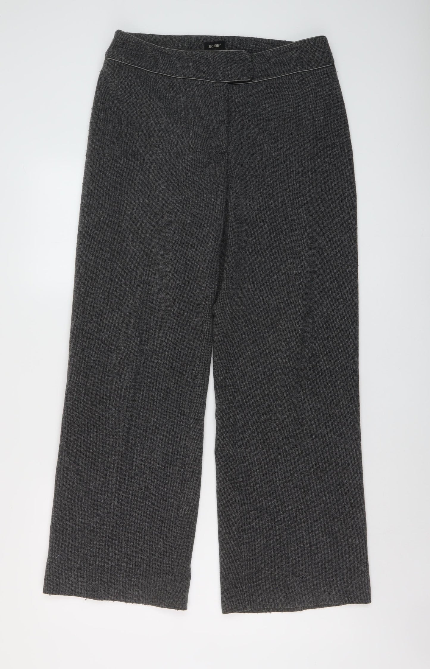 Hobbs Womens Grey Wool Trousers Size 10 L29 in Regular Zip