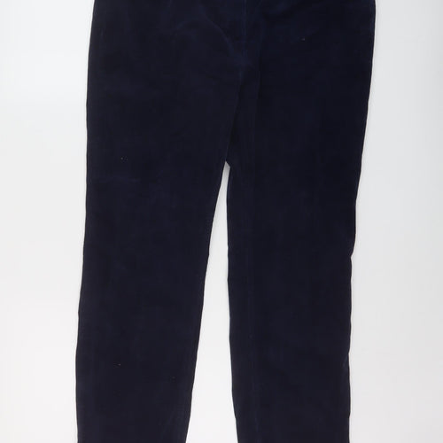 Marks and Spencer Womens Blue Cotton Trousers Size 16 L27 in Regular Button