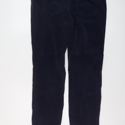 Marks and Spencer Womens Blue Cotton Trousers Size 16 L27 in Regular Button