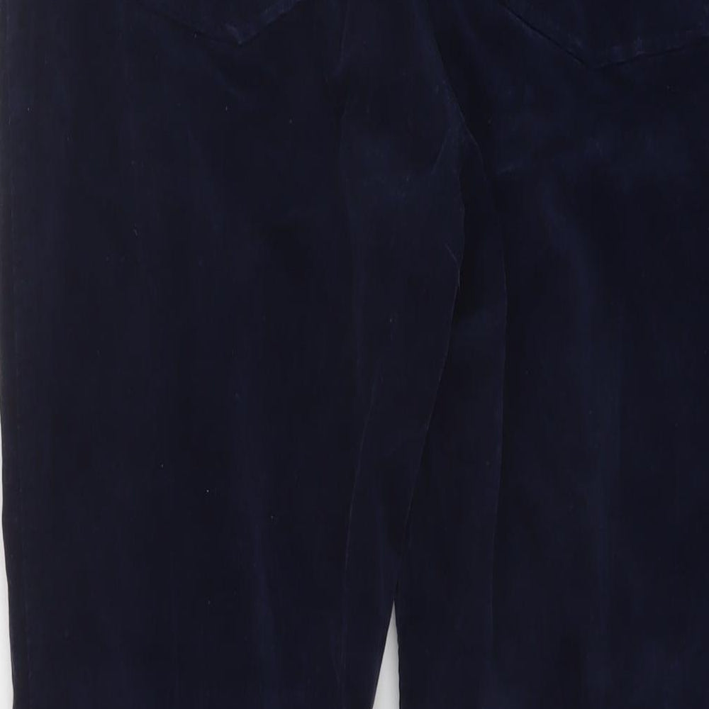 Marks and Spencer Womens Blue Cotton Trousers Size 16 L27 in Regular Button