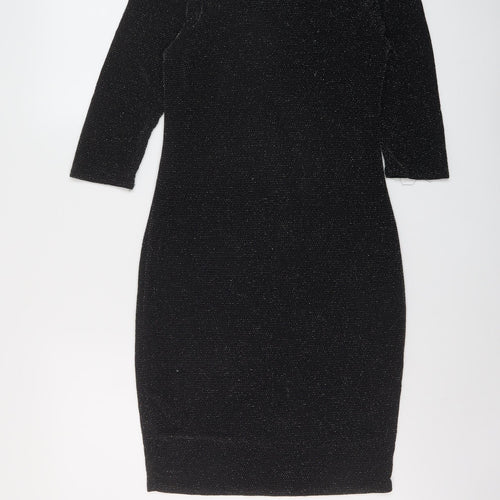 New Look Womens Black Polyester Bodycon Size 12 Round Neck Pullover