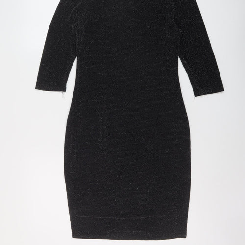 New Look Womens Black Polyester Bodycon Size 12 Round Neck Pullover