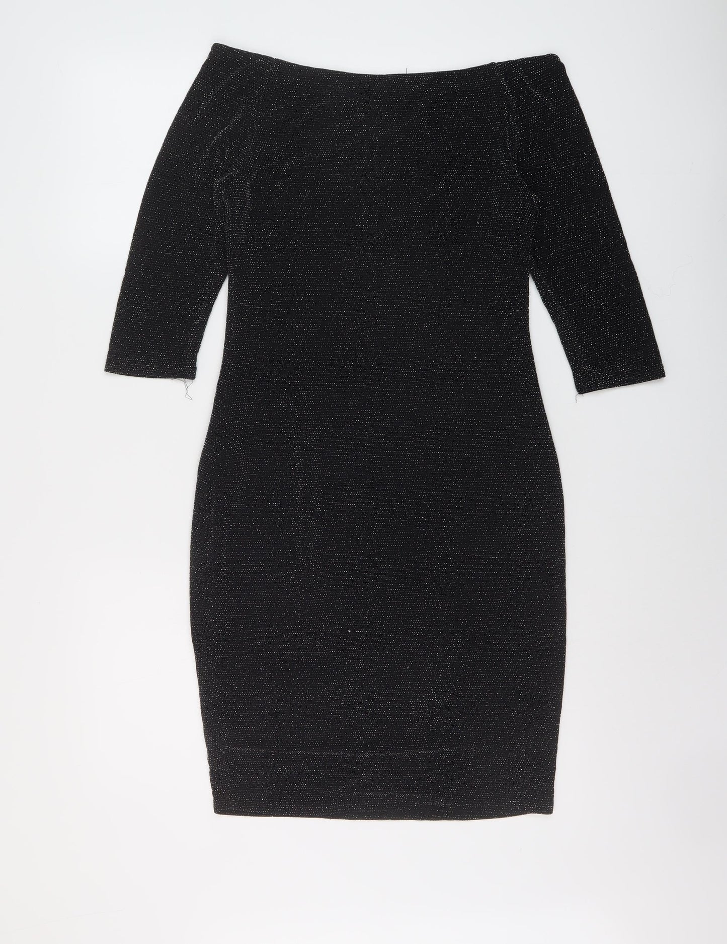 New Look Womens Black Polyester Bodycon Size 12 Round Neck Pullover