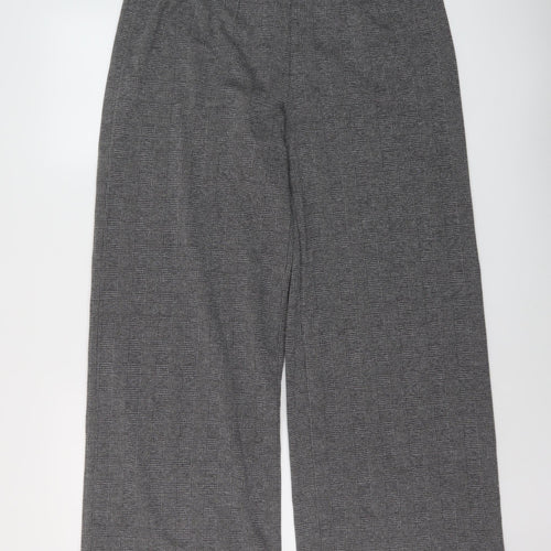 Marks and Spencer Womens Grey Plaid Polyester Trousers Size 16 L27 in Regular