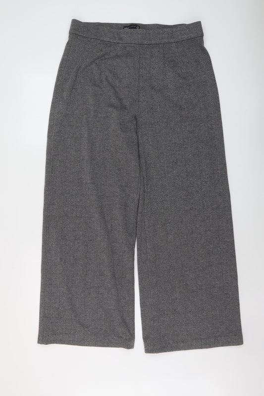 Marks and Spencer Womens Grey Plaid Polyester Trousers Size 16 L27 in Regular