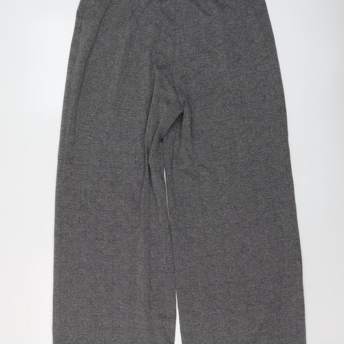 Marks and Spencer Womens Grey Plaid Polyester Trousers Size 16 L27 in Regular