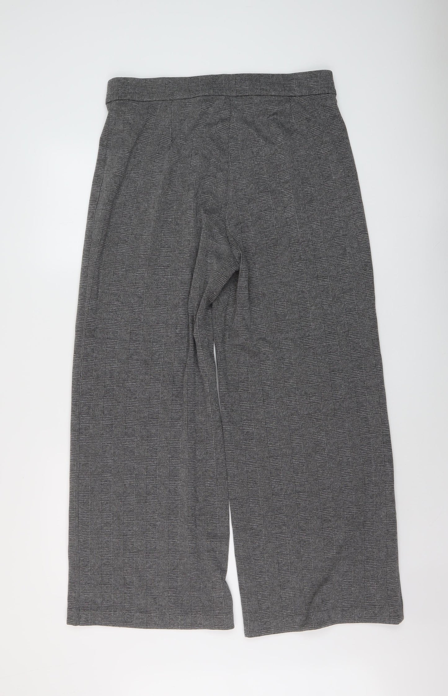 Marks and Spencer Womens Grey Plaid Polyester Trousers Size 16 L27 in Regular